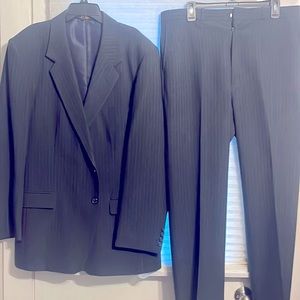 farrah 2 button pin striped suit jacket size 42 long pants 36 x 31